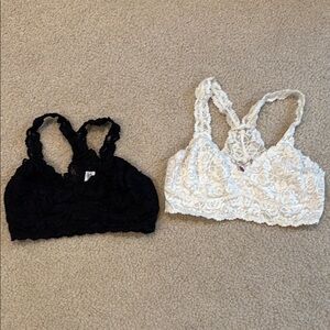 Black and White Lace Bralette Set